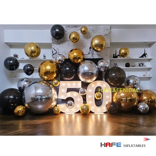Disco-Ready Large Inflatable Mirror Balloon Set Silver Gold Black Double Thick PVC with Gold Mirror Finish Custom by Chinese Factory