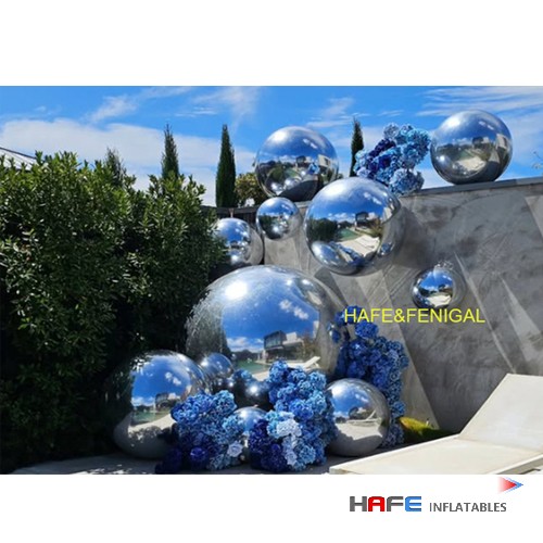 Smooth Custom Size Mirror Balloon 0.4m–10m Double-Layer PVC Silver for Events Weddings Photo Studios Rental Companies