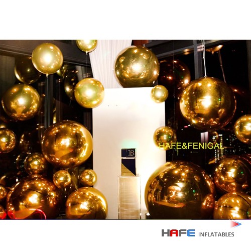 Inflatable Double Layer PVC Golden Shiny Mirror Balloon Smooth Giant Laser Mirror Ball for Multi-Day Events Weddings Stage Decor